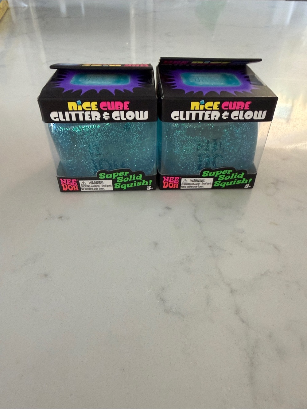 NEW Unopened NeeDoh Nice Cube Glitter&Glow Blue Lot of 2
